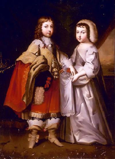 unknow artist Portrait of Louis XIV and his brother oil painting image